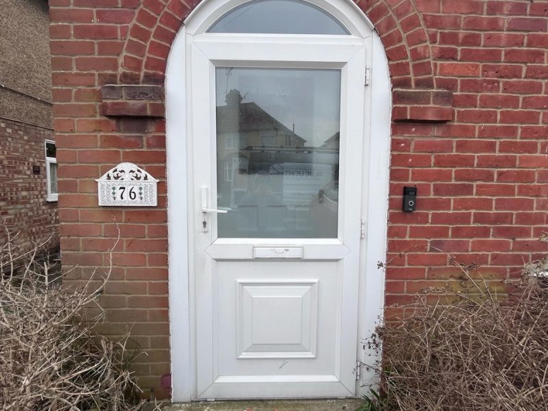 Arch top door before - Blue Light Windows